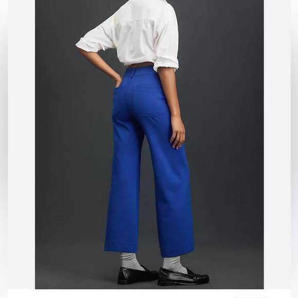 Maeve by Anthropologie Collette knit wide leg pants. Cobalt blue. 33T - Picture 5 of 14
